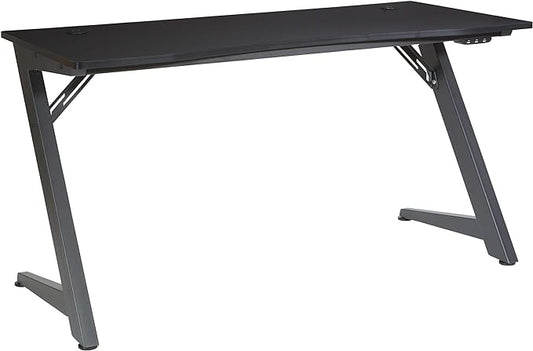 OSP Home Furnishings Beta Battlestation Gaming Desk with Bluetooth RGB LED Lights, Matte Black