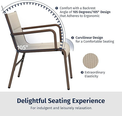 EAST OAK 4-Piece Patio Furniture Set, Waterproof Outdoor Furniture Set, Patio Sofa with Coffee Table for Balcony or Porch, 4 Seats Patio Conversation Sets for Backyard in Beige