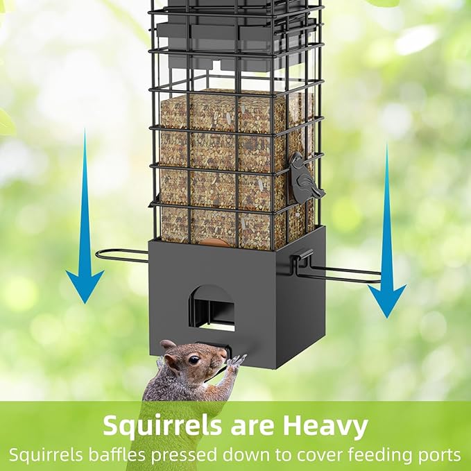 KRUOO Metal Squirrel Proof Bird Feeder for Outdoors Hanging,Wild Bird Feeders for Outside, 2.5 lb Capacity