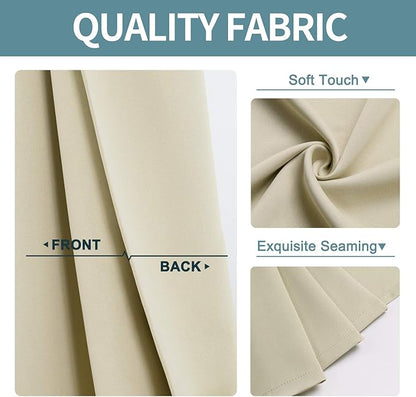 ChrisDowa Small Window Curtains for Kitchen and Bedroom - Grommet Short Thermal Insulated Room Darkening Curtains (2 Panels, Beige, 42 x 36 Inch)