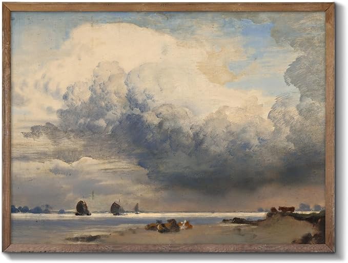XOCUUI Unframed Canvas Wall Art Vintage Decor, Home Decor Danish Coastal Landscape in Stormy Weather Classical Paintings, Coastal Wall Art for Living Room Bedroom Office Decor, 8"x10"
