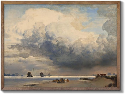 XOCUUI Unframed Canvas Wall Art Vintage Decor, Home Decor Danish Coastal Landscape in Stormy Weather Classical Paintings, Coastal Wall Art for Living Room Bedroom Office Decor, 8"x10"