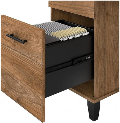 Bush Furniture Somerset Office Desk with Drawers and Hutch, 72W, Fresh Walnut