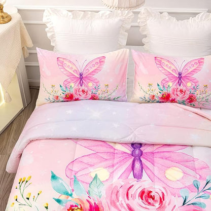 CVHOUSE Butterfly Comforter Set,Luxurious Blue Butterfly Bedding Set for Kids Teens,Blue Butterflies Comforter Butterflies Duvet Set Room Decor Quilt Set Full Size