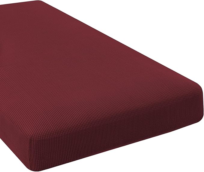 H.VERSAILTEX Super Stretch Individual Chaise Cover Sectional Couch Covers for L Shaped Sofa Both Left/Right Featuring Thick Jacquard Textured Twill Fabric (1 Piece Chaise Cover, Burgundy Red)
