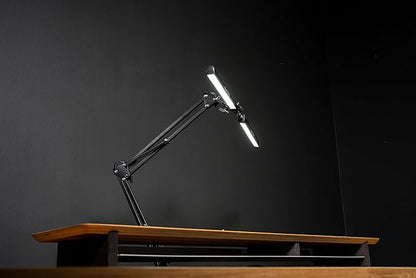 Desk Lamps for Home Office - Double Head LED Desk Lamp with Clamp, 24W, 3 Color Modes, Adjustable Arm, Eye-Caring Light for Study, Drafting, and Crafting, Black