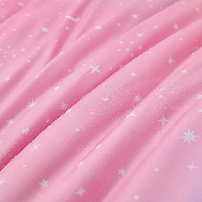 URBONUR Kids Bedding Set Twin Size 6 Pieces Comforter & Sheet Set Colorful Rainbow Tie Dye Stars Printed Girls Bedding Set Ultra Soft Bed Sets
