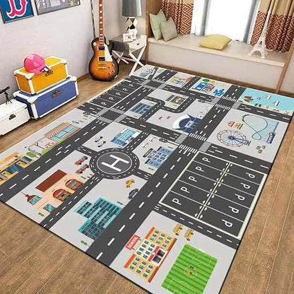 Kids Rug Play Mat Great for Playing with Cars and Toys,Educational Kid Road and Traffic City Life Carpet,Children Baby Fun Throw Rug for Bedroom Play Room,31X47Inch/80X120CM