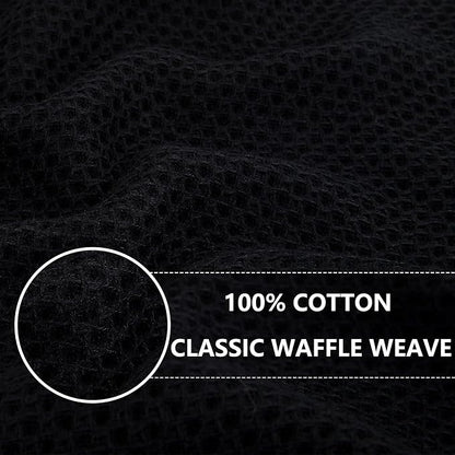Homaxy 100% Cotton Oversized Waffle Weave Kitchen Towels 4-Pack, Black | 20 x 28 Inches, Ultra Soft Absorbent Dish Towels, Quick Drying Large Cleaning Towels