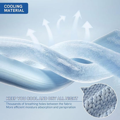 YnM Cooling Chunky Throw Blanket, Medium-Weight, Hand Knitted, Skin Friendly, Ventilated and Breathable, Machine Washable, Home Décor Piece for Couch, Sofa and Bed (Azure Blue, 60x80 Inch)