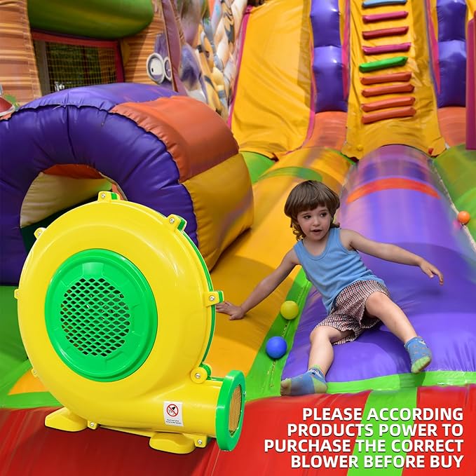 Air Blower, QILEBA Powerful Bounce House Blower for Inflatables, Portable Inflatable Bubble House Blower Fan Pump for Spray Booth, Bouncy Castle, Jumper, Water Slid, Blower Corded (1100W)