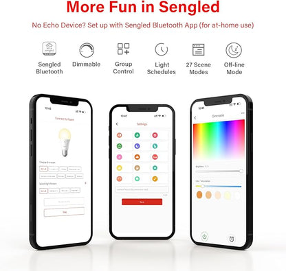 Sengled Smart Light Bulb, E12 Smart Bulb, S1 Auto Pairing with Alexa Devices, Candelabra Light Bulbs, Smart Chandelier Light Bulbs That Work with Alexa, 45W Equivalent, Warm Light Bulbs, 4-Pack