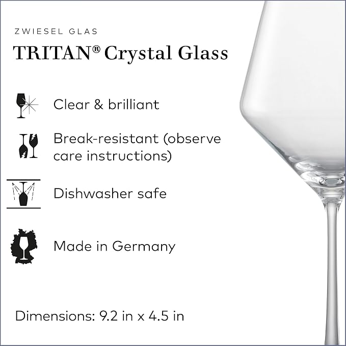 Zwiesel Glas Pure Burgundy Red Wine Glass (Set of 4), Graceful Burgundy Glasses for Red Wine, Dishwasher-Safe Tritan Crystal Glasses, Made in Germany (23 Ounce)