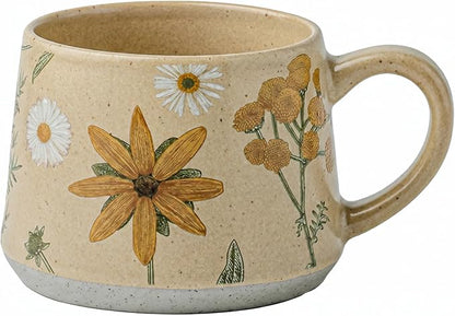 Ceramic Coffee Mug, 13oz Floral Design Pottery cute mugs, Ideal Gift for Women unique vintage pretty coffee mugs (Graceful Bloom)