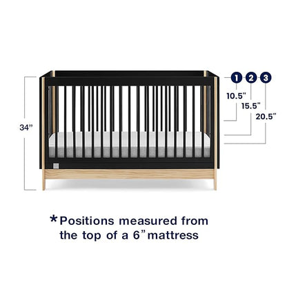 Delta Children babyGap Tate 4-in-1 Convertible Crib + Brannan Bear Bookcase with Bins + Brannan Bear Wall Shelf with 4 Hooks, Navy/Natural (Bundle)