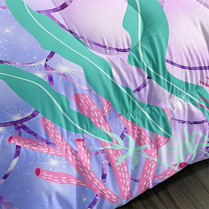 CVHOUSE Mermaid Comforter Set,Rainbow Mermaid Bedding Set for Girls Kids Teens,Rainbow Mermaid Comforter Mermaid Duvet Set Room Decor Quilt Set Queen Size