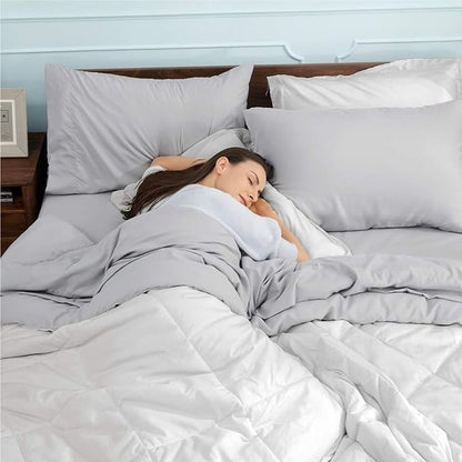 Bedsure White King Size Comforter Set - 7 Pieces Reversible King Bed in a Bag with Comforters, Sheets, Pillowcases & Shams, White King Bedding Set