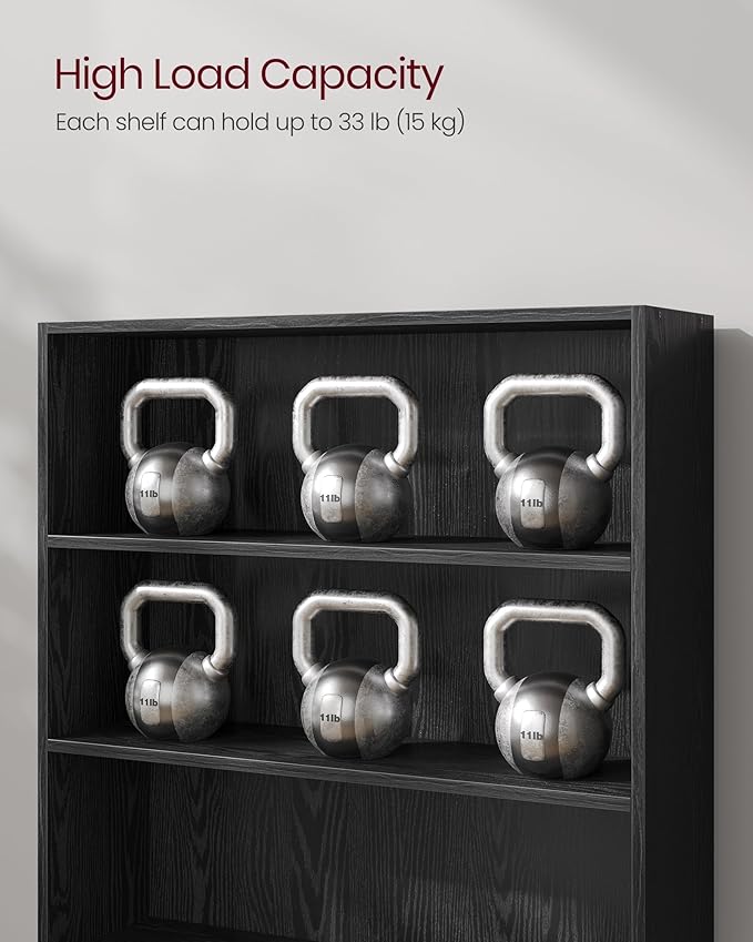 VASAGLE Bookshelf, 31.5 Inches Wide, 3-Tier Open Bookcase with Adjustable Storage Shelves, Floor Standing Unit, Ebony Black ULBC173T56
