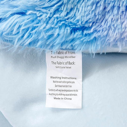 WINLIFE Shaggy Bedding Comforter Set Faux Fur Flannel Furry Comforter Microfiber Plush Comforter Sets Pastel Gradient Ombre Tie Dye MultiColor Bedding for Girls Adults (3Pcs, Queen, Purple Blue)