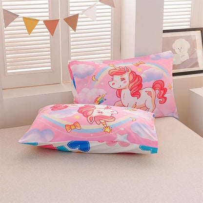 Aimuan Girls Unicorn Comforter Set 3 Pieces Pink Purple Bedding Set with Rainbow Star Galaxy Stars Fantasy Children Room Decor Soft Reversible Bed Sets for Boys/Girls/Teens (Pink Twin3Pcs)