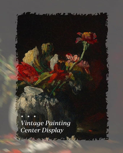 HUARCEY Gold Framed Vintage Wall Art for Living Room, Flowers Painting Prints Shelf Decor for Kitchen, Aesthetic Bedroom Wall Art, Autumn Gifts for Friends or Family - Fading 10L x 8W
