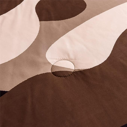 Meeting Story Camouflage Bedding Set, Colorful Pattern Style Queen Comforter Set, 3 PCS One Comforter and Two Pillowcases in One Bag, All Season Bedspread for Kids Teens Adults (Coffee, Twin)