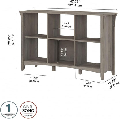 Bush Furniture Salinas 6 Cube Organizer in Driftwood Gray