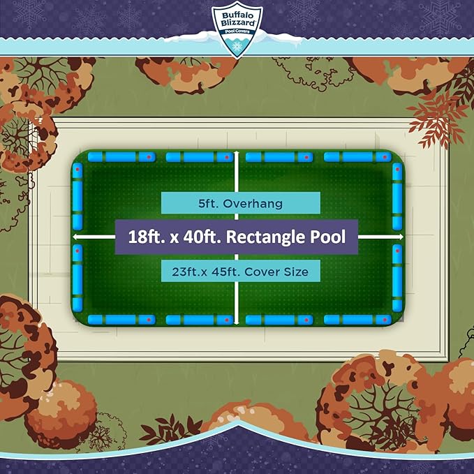 Buffalo Blizzard Ripstopper 18 ft x 40 ft Rectangular Winter Pool Cover | Green Heavy Duty Cover for Inground & Above Ground Swimming Pools | Cold & UV Resistant | Shields from Seasonal Debris