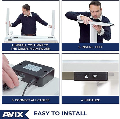 AVIX Whole Piece Electric Standing Desk, 48 x 24 Inches Height Adjustable Desk, Sit Stand Desk Home Office Desks, White