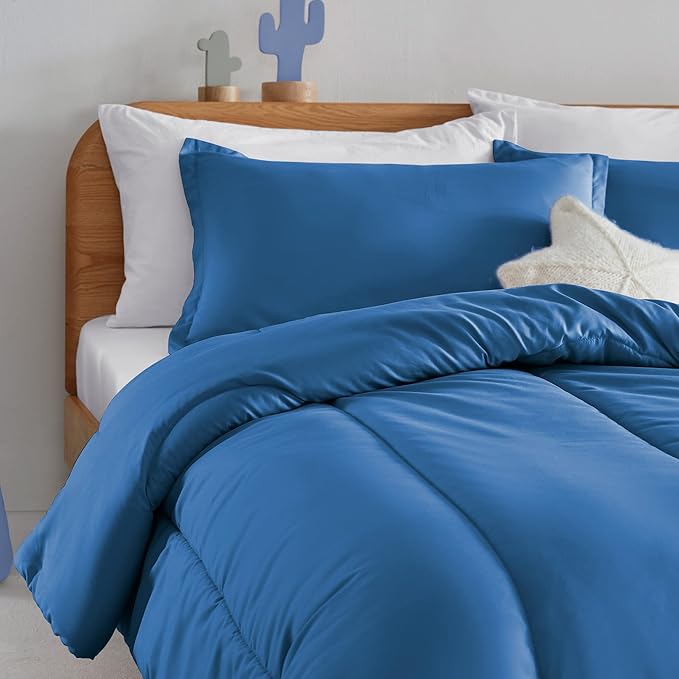 SLEEP ZONE Kids Blue Bedding Twin Comforter Set - Super Soft & Cute Printed 2-Piece Comforter Set All Seasons for Boys, Fade Resistant, Machine Washable (Blue)