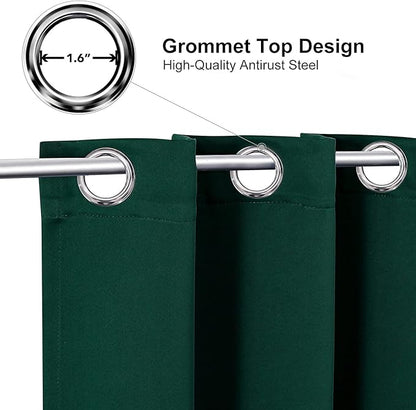 ChrisDowa Blackout Curtains 90 Inches Long 2 Panels Set for Living Room, Grommet Thermal Insulated Room Darkening Curtains for Bedroom (Forest Green, 52 x 90 Inch)
