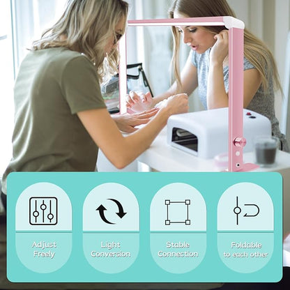 Half Moon Nail Desk Lamp for Professionals Foldable 4000-6500k 36w Adjustable Brightness, Color Temperature Led Light for Nails Desk Lamp (Pink)
