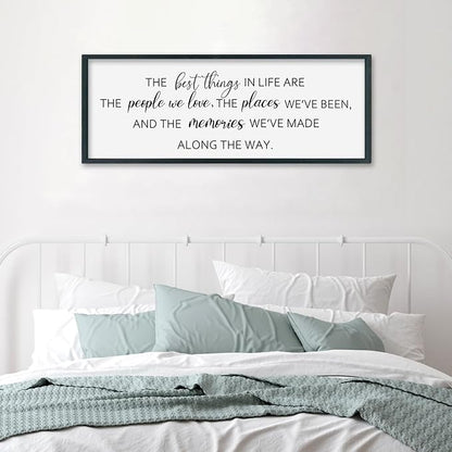 SRSZHIYUE The Best Things in Life Sign Wall Decor Art 32"×12" for family Home Bedroom Adventure Large Wood Framed Wall Hanging (Black)