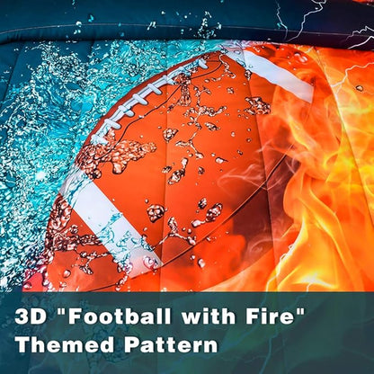 Ondency Football Comforter Set Full (79x90 Inch), 3 Pieces(1 Football Comforter, 2 Pillowcases) 3D Sport Microfiber Football Comforter Set Bedding Set for Boys Kids
