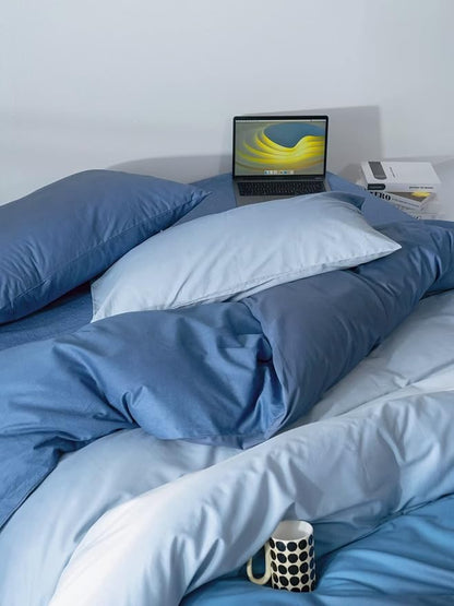 Blue Gradient Comforter Set Full Gradient Blue Queen Bedding Comforter Set Multicolor Light Blue Bedding Set Blanket Quilts Blue Color Comforter Set for Full Bed