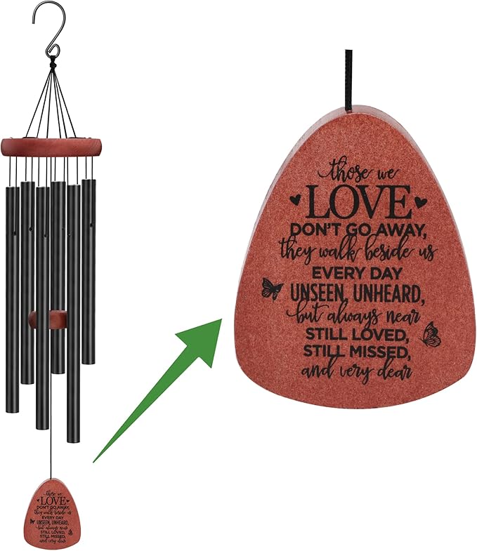 Memgift Memorial Wind Chimes for Outside – Sympathy Gift for Loss of Loved One, Outdoor Keepsake in Memory of Dad Mom Daughter Son