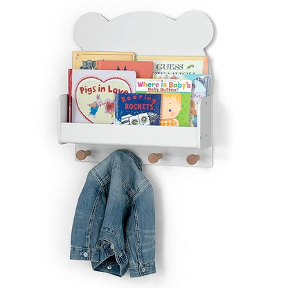Delta Children babyGap Charlie 6-in-1 Convertible Crib + Brannan Bear Bookcase with Bins + Brannan Bear Wall Shelf with 4 Hooks, Bianca White (Bundle)