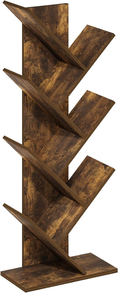 Furinno Tree Bookshelf 7-Tier Floor Standing Tree Bookcase, Amber Pine