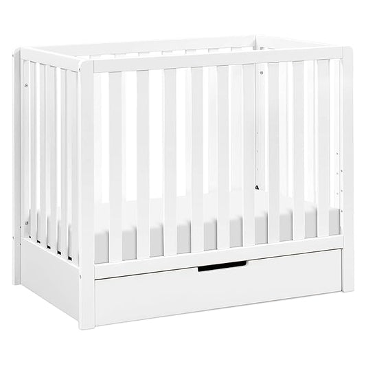 Carter's by DaVinci Colby 4-in-1 Convertible Mini Crib with Trundle Drawer in White, Greenguard Gold Certified, Undercrib Storage