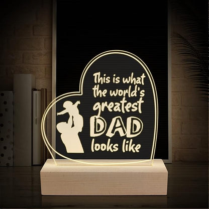 Wood LED Display Base with Acrylic Sheet, Dad Gifts from Daughter Son LED Acrylic Light Base Wood Display LED Stand