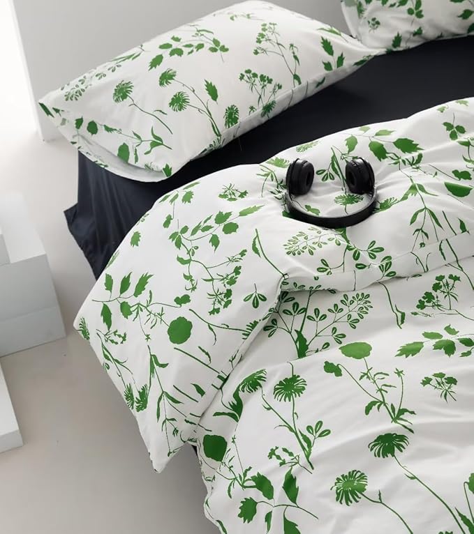 Botanical Comforter Set Cal King White Sage Floral Plant Bedding Comforter Girls Garden Pattern Printed White Blanket Rustic Leaf Blossom Women White Farmhouse Comforter California King