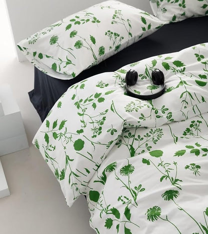 Botanical Comforter Set Cal King White Sage Floral Plant Bedding Comforter Girls Garden Pattern Printed White Blanket Rustic Leaf Blossom Women White Farmhouse Comforter California King
