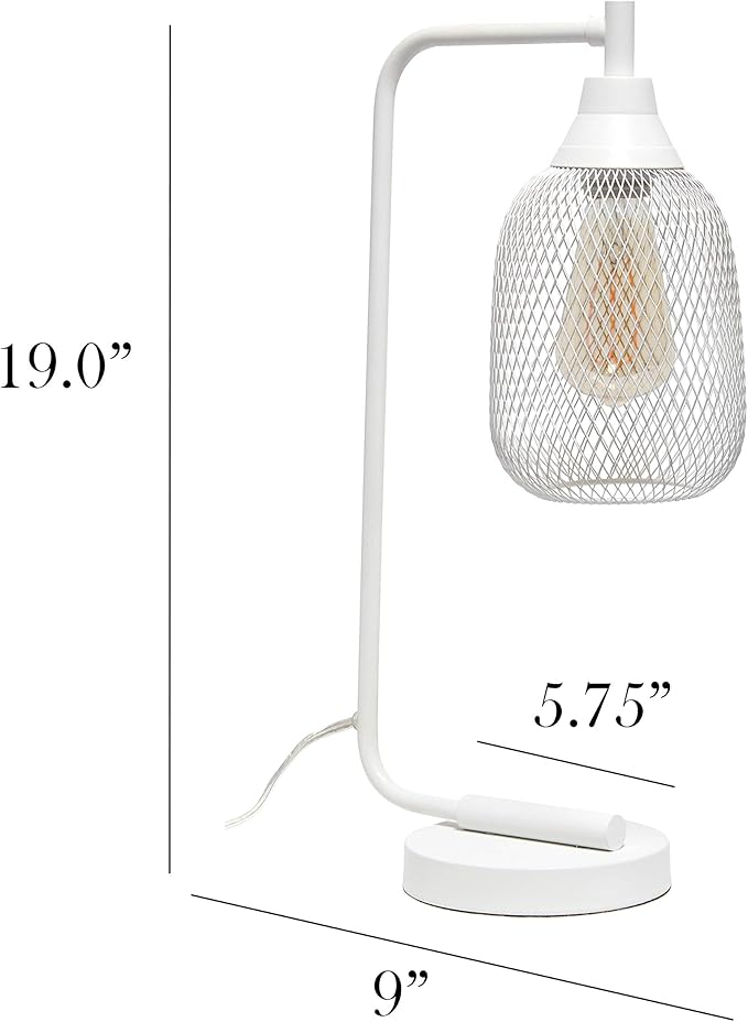Elegant Designs LD1060-WHT Mesh Wire Table Lamp, Matte White