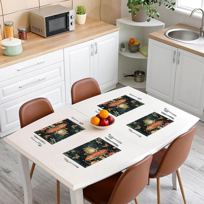 Feelyou Frog Placemats Set of 4 Cute MushKitchen Dining Table Placemats for Dining Table Indoor Outdoor Kitchen 12"x18" Cartoon Mushrooms Table Mats Placemat Kawaii Decor Table Place Mats Animal Print