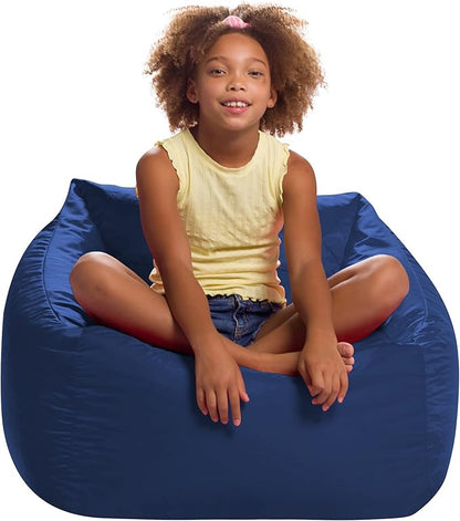 Posh Creations Structured Comfy Seat for Playrooms and Bedrooms, Large Bean Bag Chair, Coronado Chair, Navy