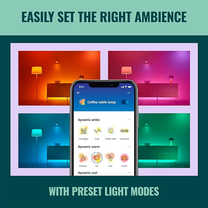 WiZ 40W B12 Color LED Smart Candle-Shaped Bulb - Pack of 6 - E12- Indoor - Connects to Your Existing Wi-Fi - Control with Voice or App + Activate with Motion - Matter Compatible