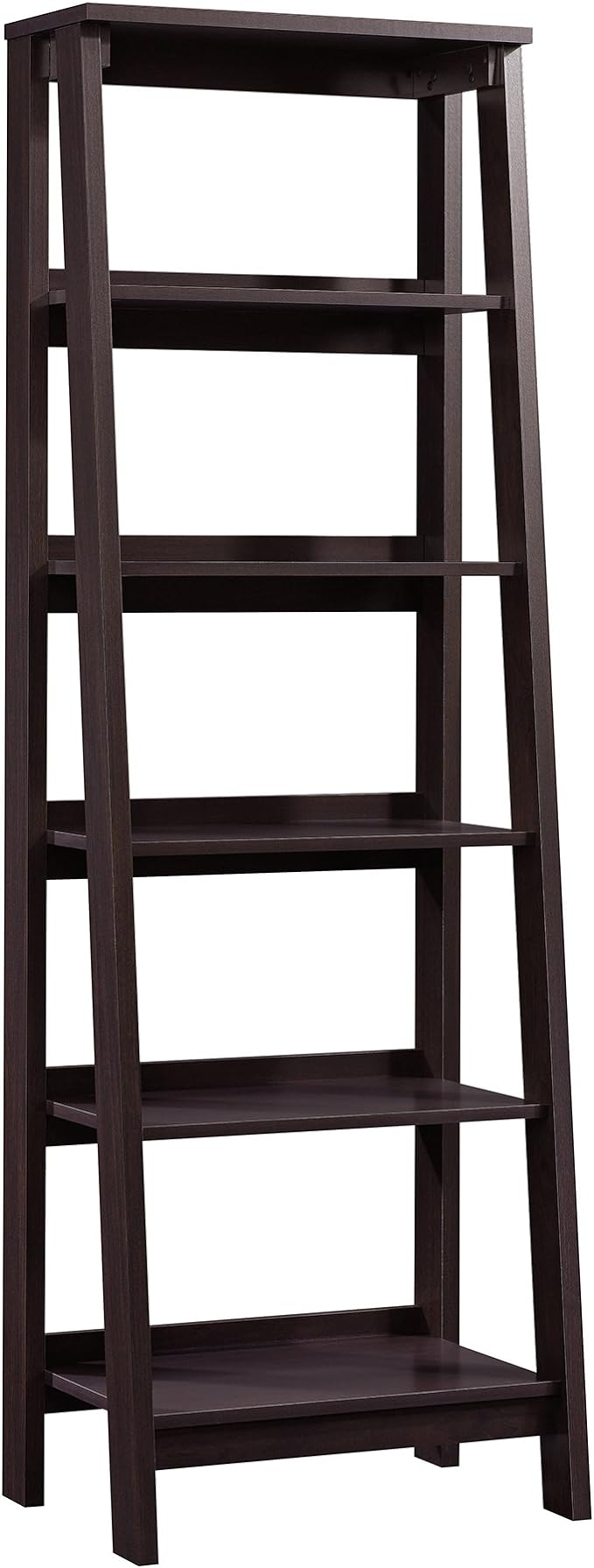 Sauder Trestle 5 Bookcase/Book Shelf, L: 23.54" x W: 16.61" x H: 71.14", Jamocha Wood finish
