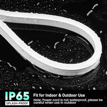 GZBtech Flexible LED Neon Rope Lights 16.4FT,AC 110-120V Waterproof Strip Light, 120 LEDs/M Cuttable Connectable Neon Lighting for Indoor Outdoor Home Decor/Commercial Building Use-Cold White 5M