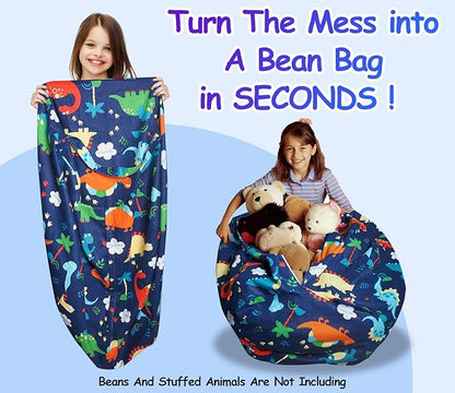 Stuffed Animal Storage Bean Bag Chairs(No Filler) Toy Organizer Bags Chair Cover for Kids Cotton Canvas Beanbag with Zipper Organizing Keep Room your Plush Toys and More Organized