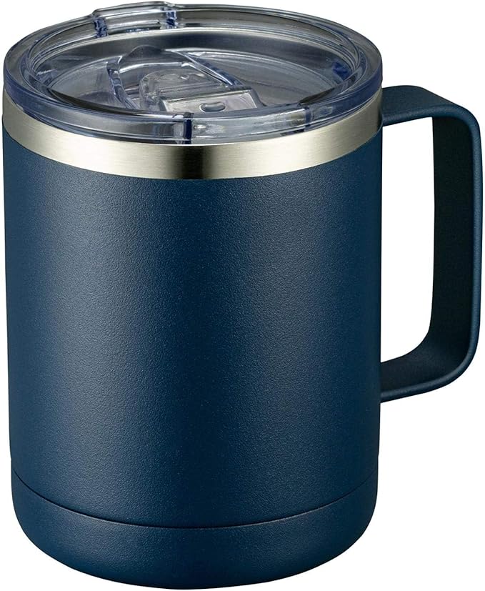 MEWAY 12oz Coffee Mug With Handle and Sliding Lid,Stainless Steel Travel Tumbler Cup with Handle,Double Wall Vacuum Insulated Camping Cup for Hot & Cold Drinks Tea (Navy,Set of 1